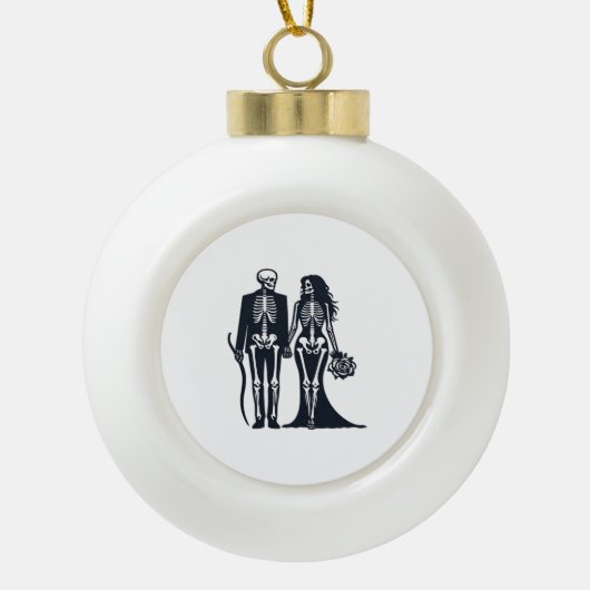 Gothic Skeleton Bride & Groom - Bis zum Tod tun wi Keramik Kugel-Ornament (Vorderseite)