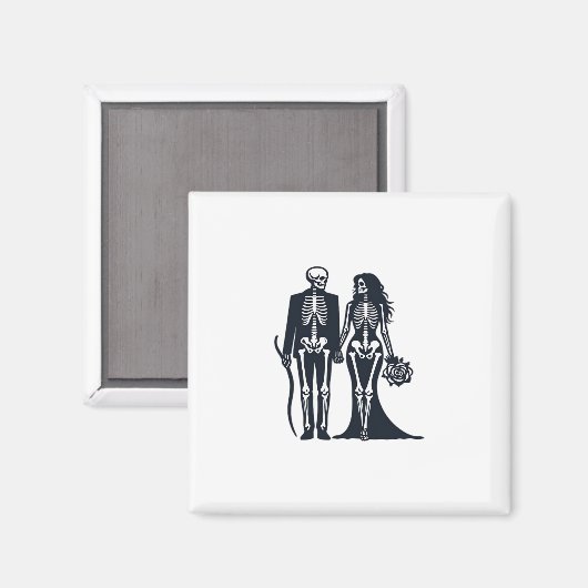 Gothic Skeleton Bride & Groom - Bis zum Tod tun wi Magnet (Vorderseite/Rückseite)