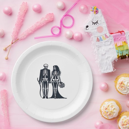 Gothic Skeleton Bride & Groom - Bis zum Tod tun wi Pappteller (Party)