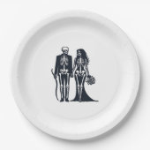 Gothic Skeleton Bride & Groom - Bis zum Tod tun wi Pappteller (Vorderseite)