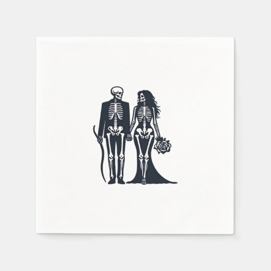 Gothic Skeleton Bride & Groom - Bis zum Tod tun wi Serviette (Vorderseite)