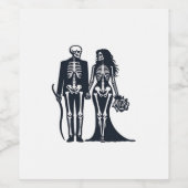 Gothic Skeleton Bride & Groom - Bis zum Tod tun wi Weinetikett (Einzelnes Label)