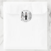 Gothic Skeleton Bride & Groom Save the Date Label Runder Aufkleber (Tasche)
