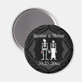 Gothic Skeleton Bride & Groom Save the Date Magnet (Vorderseite/Rückseite)