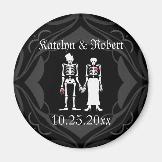 Gothic Skeleton Bride & Groom Save the Date Magnet (Vorne)