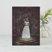 Gothic Skeleton Bridge and Groom Einladung (Stehend Vorderseite)