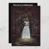 Gothic Skeleton Bridge and Groom Einladung (Vorne/Hinten)