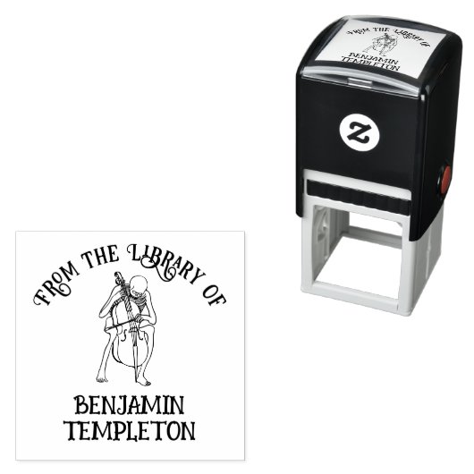 Gothic Skeleton Cello Library Book Name Permastempel (Beispiel)