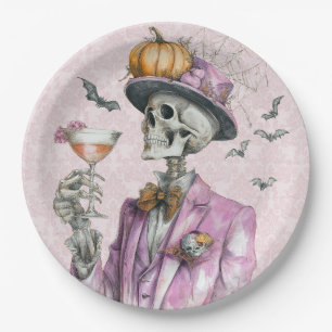 Gothic Skeleton Cocktailparty Halloween Pappteller