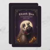 Gothic Skeleton Couple Elegant Wedding Thank You Dankeskarte (Vorne/Hinten)