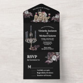 Gothic Skeleton Couple floral Wedding All In One Einladung (Innen Boden)