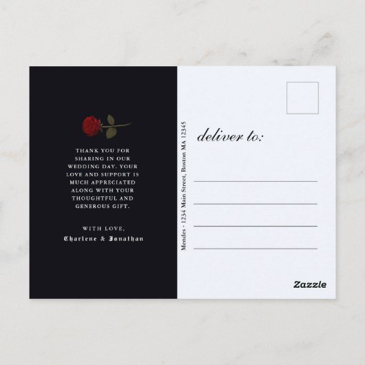 Gothic Skeleton Couple Navy Wedding Thank You Postkarte (Rückseite)