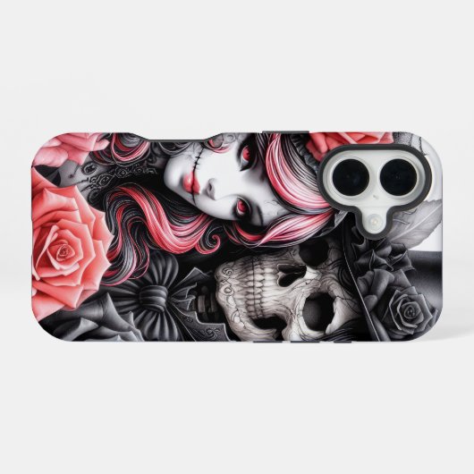 Gothic Skeleton Couple Phone Case iPhone 16 Hülle (Rückseite (Horizontal))