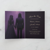 Gothic Skeleton Couple Purple Save the Date Ankündigung (Innenseite)