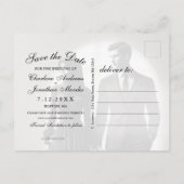 Gothic Skeleton Couple Red Roses Save the Date Ankündigungspostkarte (Rückseite)