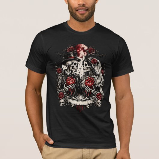Gothic Skeleton Couple Valentine T-Shirt (Vorderseite)