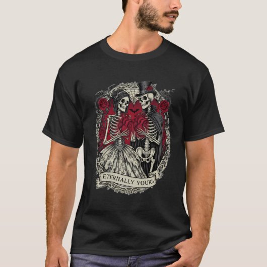 Gothic Skeleton Couple Valentine T-Shirt (Vorderseite)
