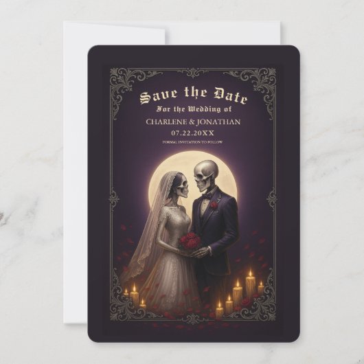 Gothic Skeleton Couple Wedding Save the Date (Vorderseite)