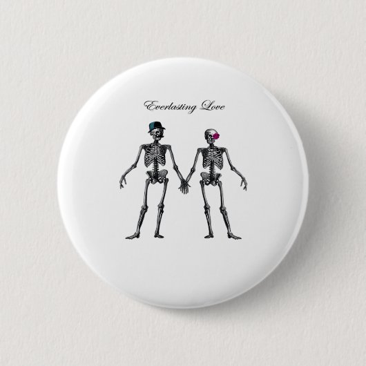 Gothic Skeleton Couple (weiß) Classic Button (Vorderseite)
