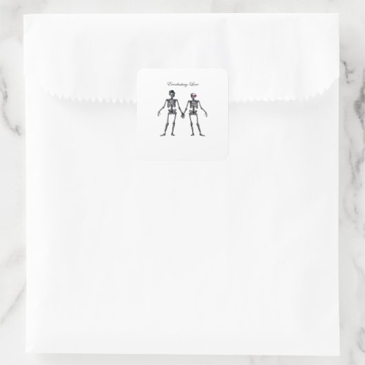 Gothic Skeleton Couple (weiß) Classic Quadratischer Aufkleber (Tasche)