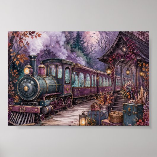Gothic Skeleton Express Bahnhof Whimsigoth Poster (Vorne)
