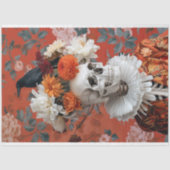 Gothic Skeleton Floral Crown Raven Halloween Seidenpapier (Vorderseite)