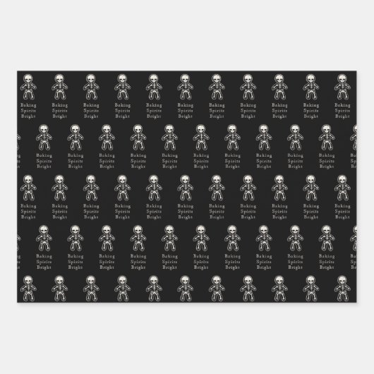Gothic Skeleton Gingerbread Man Holiday Geschenkpapier Set (Vorderseite 2)