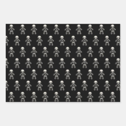 Gothic Skeleton Gingerbread Man Holiday Geschenkpapier Set (Vorderseite)