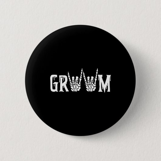 Gothic Skeleton Groom Wedding Just Married Spooky Button (Vorderseite)