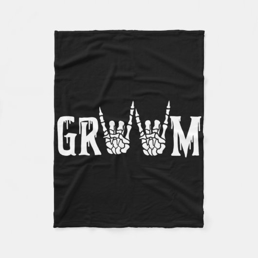 Gothic Skeleton Groom Wedding Just Married Spooky Fleecedecke (Vorderseite)