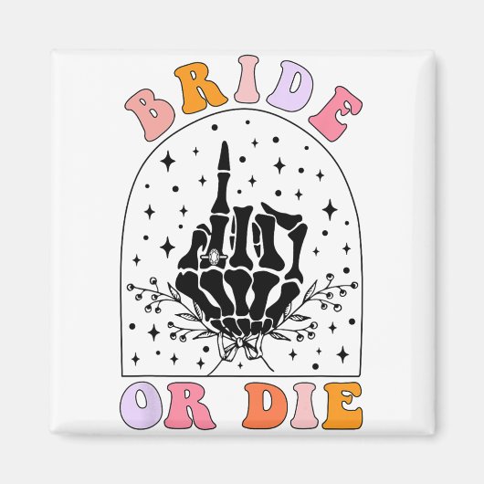 Gothic Skeleton Groovy Halloween Bachelorette Brid Magnet (Vorne)