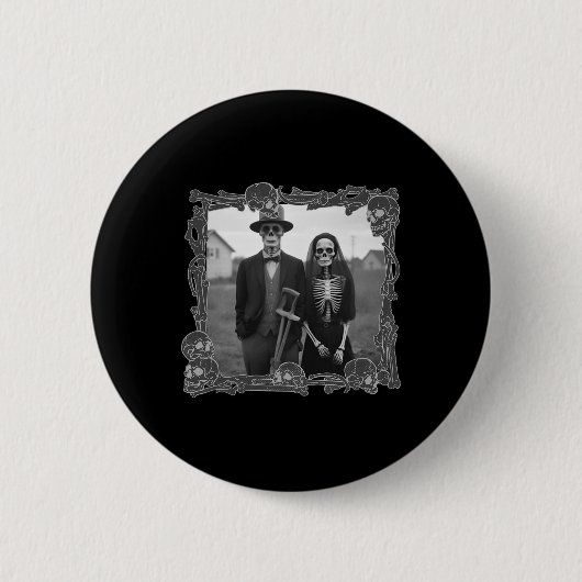 Gothic Skeleton Halloween-Kostüm Button (Vorderseite)