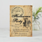 Gothic Skeleton Halloween-Party Einladung (Stehend Vorderseite)