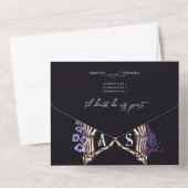 Gothic Skeleton Hands Floral Dark Romance Hochzeit All In One Einladung (Rückseite)