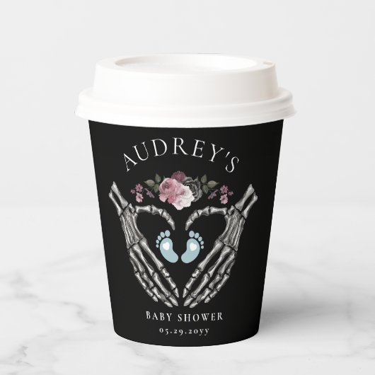 Gothic Skeleton Hands Heart Baby Boy Dusche Pappbecher (Vorderseite)
