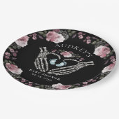 Gothic Skeleton Hands Heart Baby Boy Dusche Pappteller (Schrägansicht)