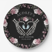 Gothic Skeleton Hands Heart Baby Boy Dusche Pappteller (Vorderseite)