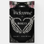 Gothic Skeleton Hands Heart Baby Dusche Willkommen Banner (Vertikal)