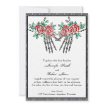 Gothic Skeleton Hands und Rose Einladung Hochzeite