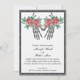 Gothic Skeleton Hands und Rose Einladung Hochzeite
