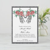 Gothic Skeleton Hands und Rose Einladung Hochzeite (Stehend Vorderseite)