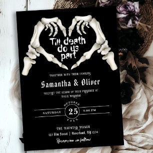 Gothic Skeleton Herz bis Tod Schwarze Hochzeit Einladung