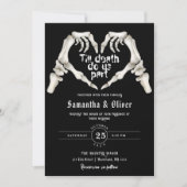 Gothic Skeleton Herz bis Tod Schwarze Hochzeit Einladung (Vorderseite)