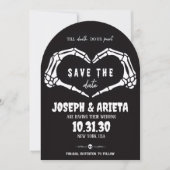 Gothic Skeleton Herz Hochzeit Save the Date Einladung (Vorderseite)