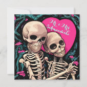 Gothic Skeleton Hochzeit Danke, Cards Pink Aquamar Dankeskarte (Vorderseite)