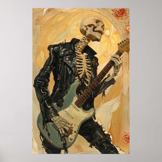 Gothic Skeleton in Black Leather Jacket Poster (Vorne)