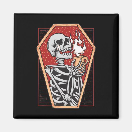 Gothic Skeleton in Coffin Mall Goth Halloween Aest Magnet (Vorne)