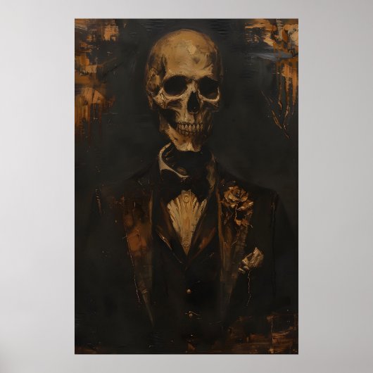 Gothic Skeleton in Tuxedo Art Printable Victorian Poster (Vorne)
