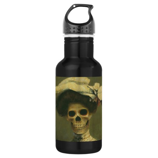 Gothic Skeleton Lady (groß) Trinkflasche (Vorderseite)