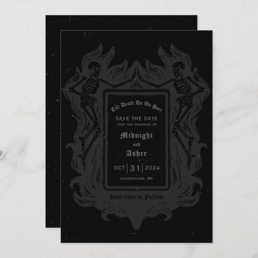 Gothic Skeleton Liebe bis zum Tod machen uns Teil Save The Date (Vorne/Hinten)